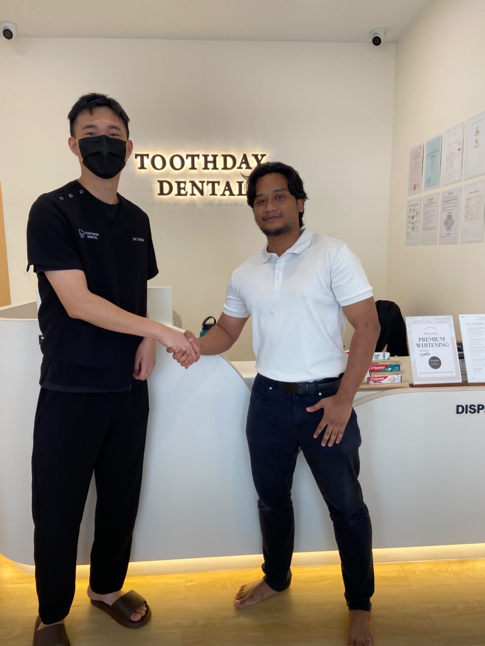 Imran with Dr Cheng during a visit to Toothday Dental in Taman Equine