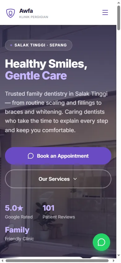 klinik-pergigian-awfa.vercel.app mobile preview