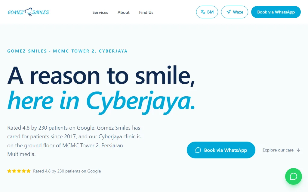 Gomez Smiles Cyberjaya website preview