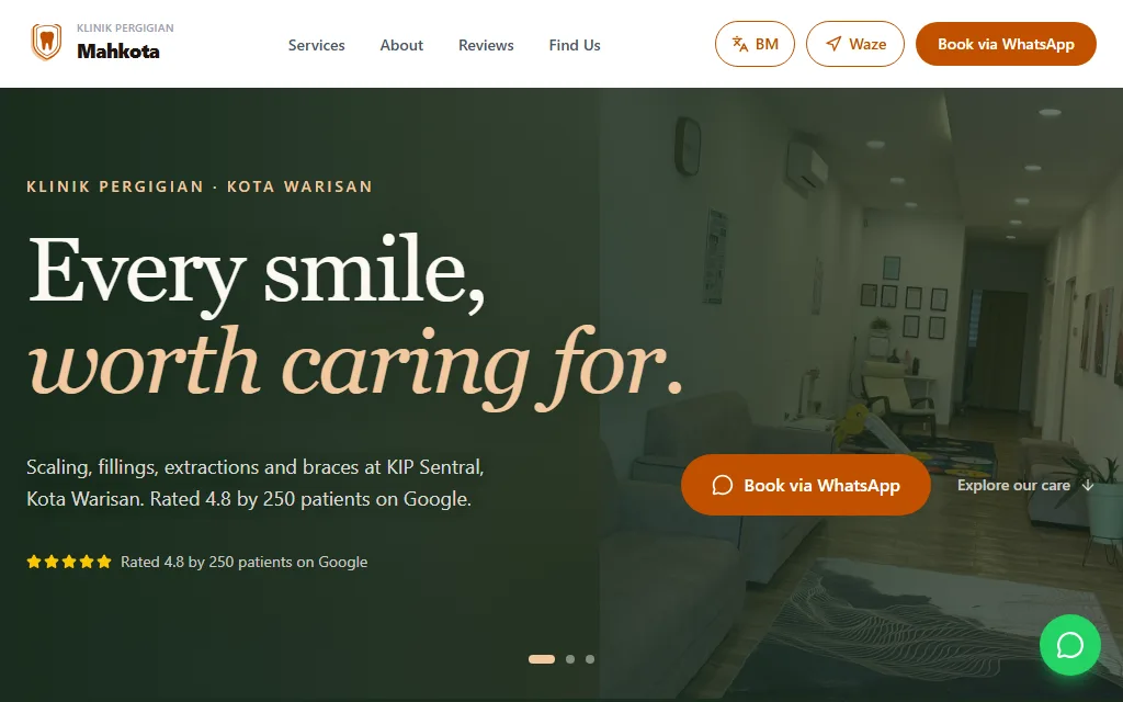 Klinik Pergigian Mahkota website preview