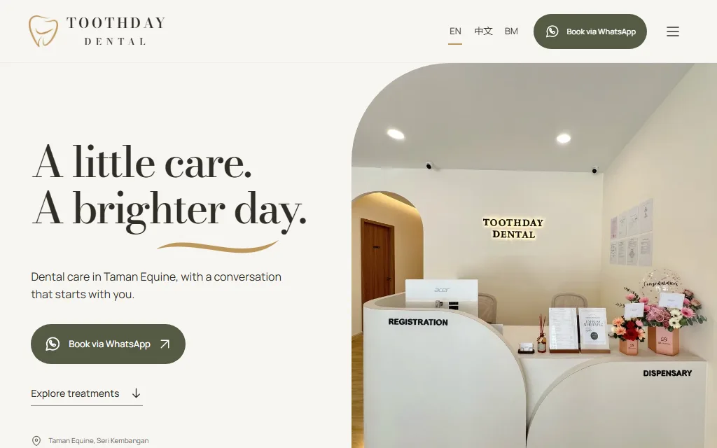 Toothday Dental website preview